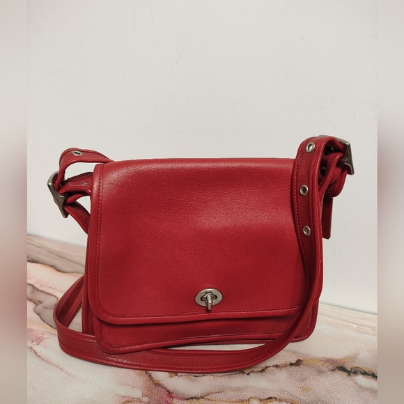 Coach Handbags - Vintage Coach Rambler's Legacy 9061 Red Nickel Hardware